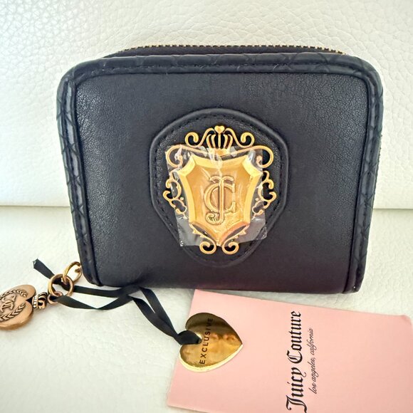 JUICY COUTURE JUICY ROMANCE HOBO BAG & WALLET BLACK BEIGE BOW KEY FOB - Picture 7 of 9